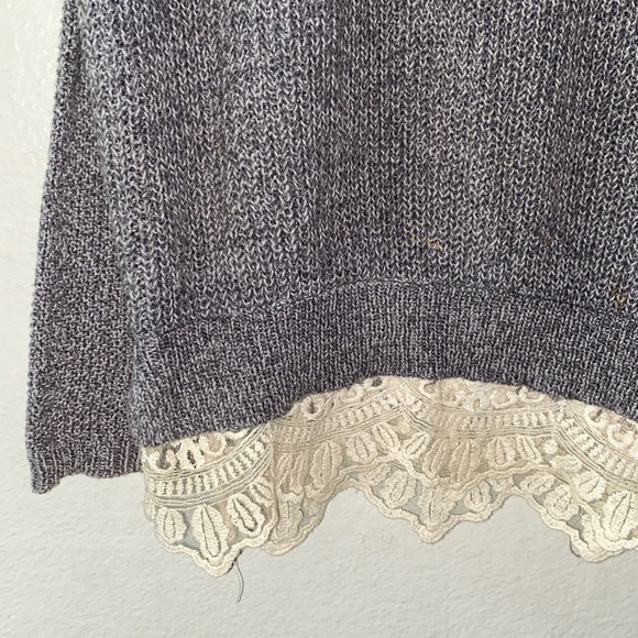 urban outfitters gray sweater with cream lace detail on bottom - Picture 3 of 5